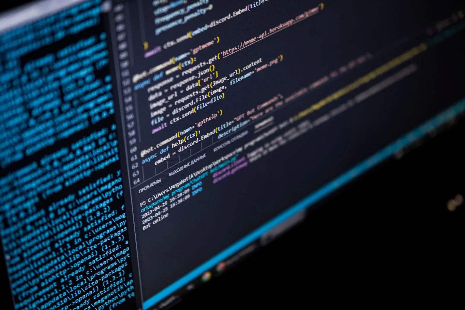 Programmcode auf einem Bildschirm, Nahaufnahme
